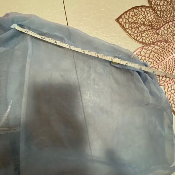 Simply Couture Double Layer Embroidery Top Blouse light blue Sz M - Picture 8 of 12